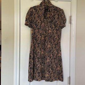 New Directions Black and Tan Midi-Dress. NWOT